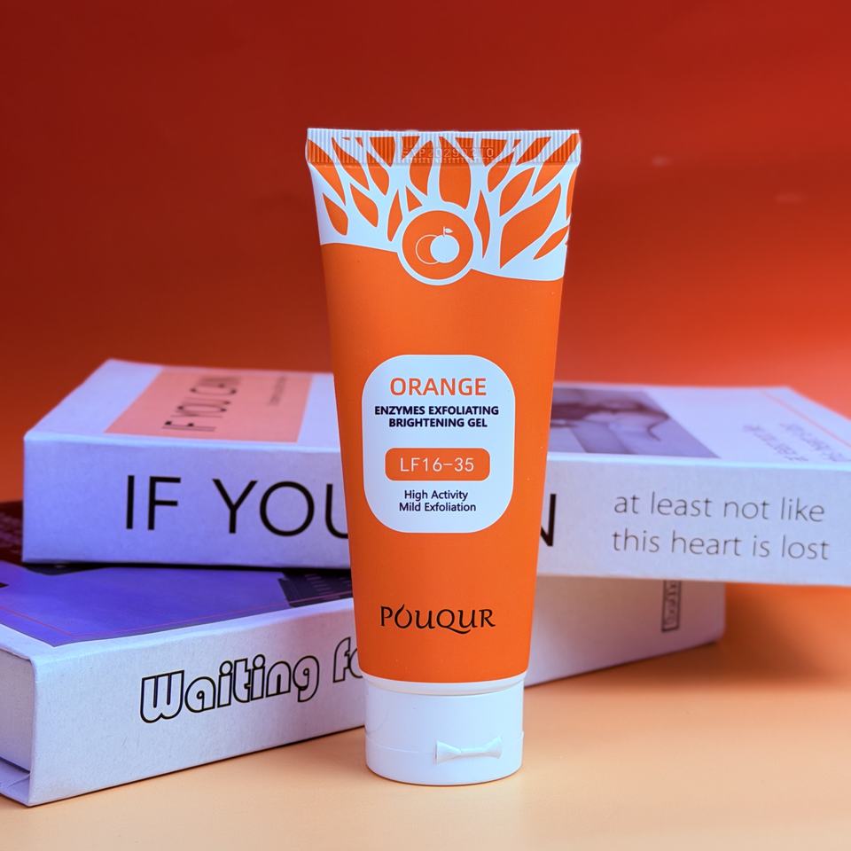 Close up of the Nourae exfoliating gel tube