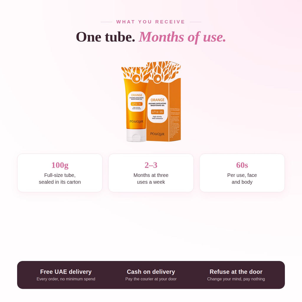 What you receive - one 100g tube sealed in its carton, free UAE delivery and cash on delivery