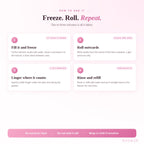 How to use - fill and freeze, roll outwards, linger under the eyes, rinse and refill