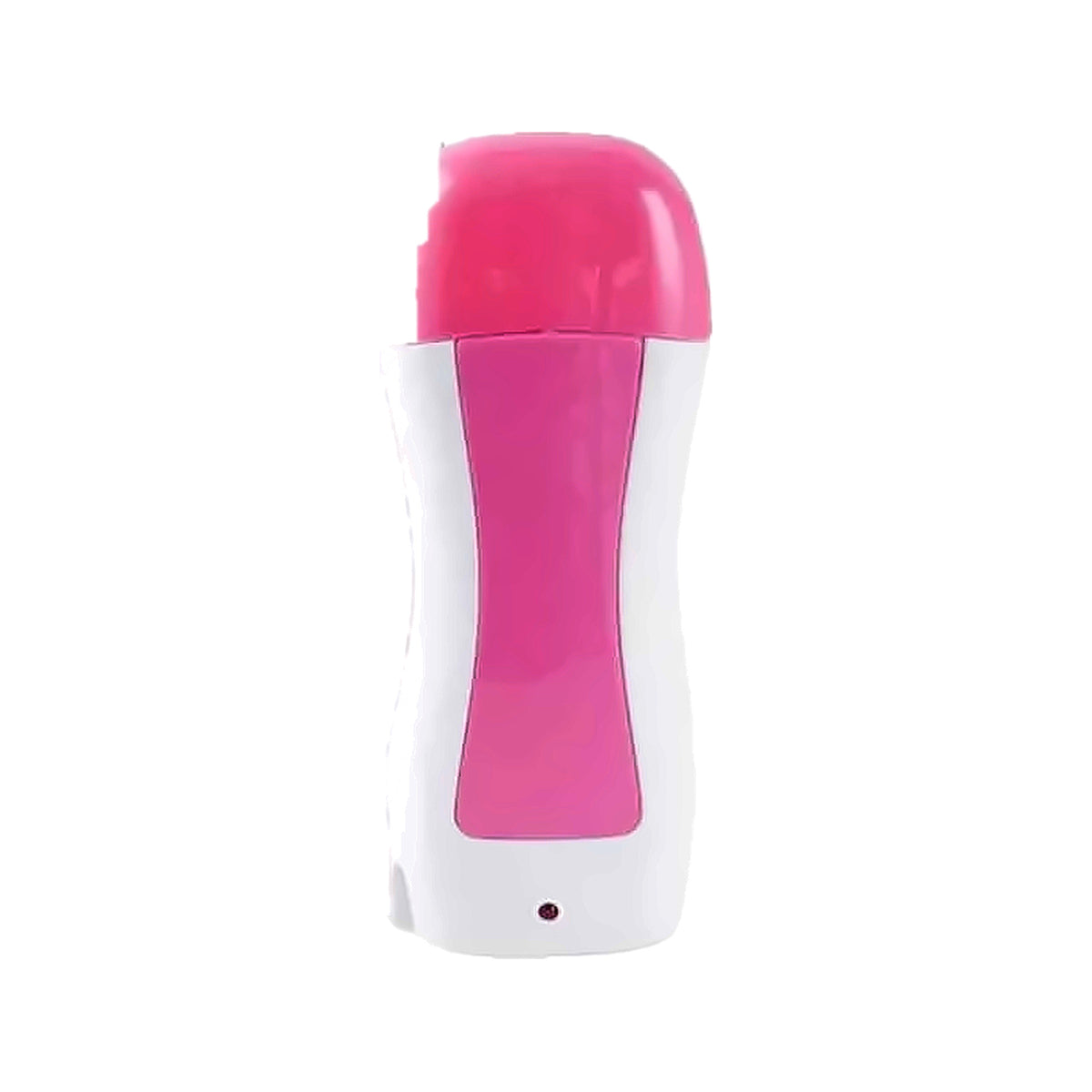 Pink roll-on depilatory wax heater handset with roller head and indicator light